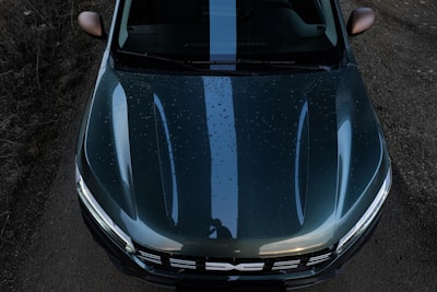 a close up of the hood of a car