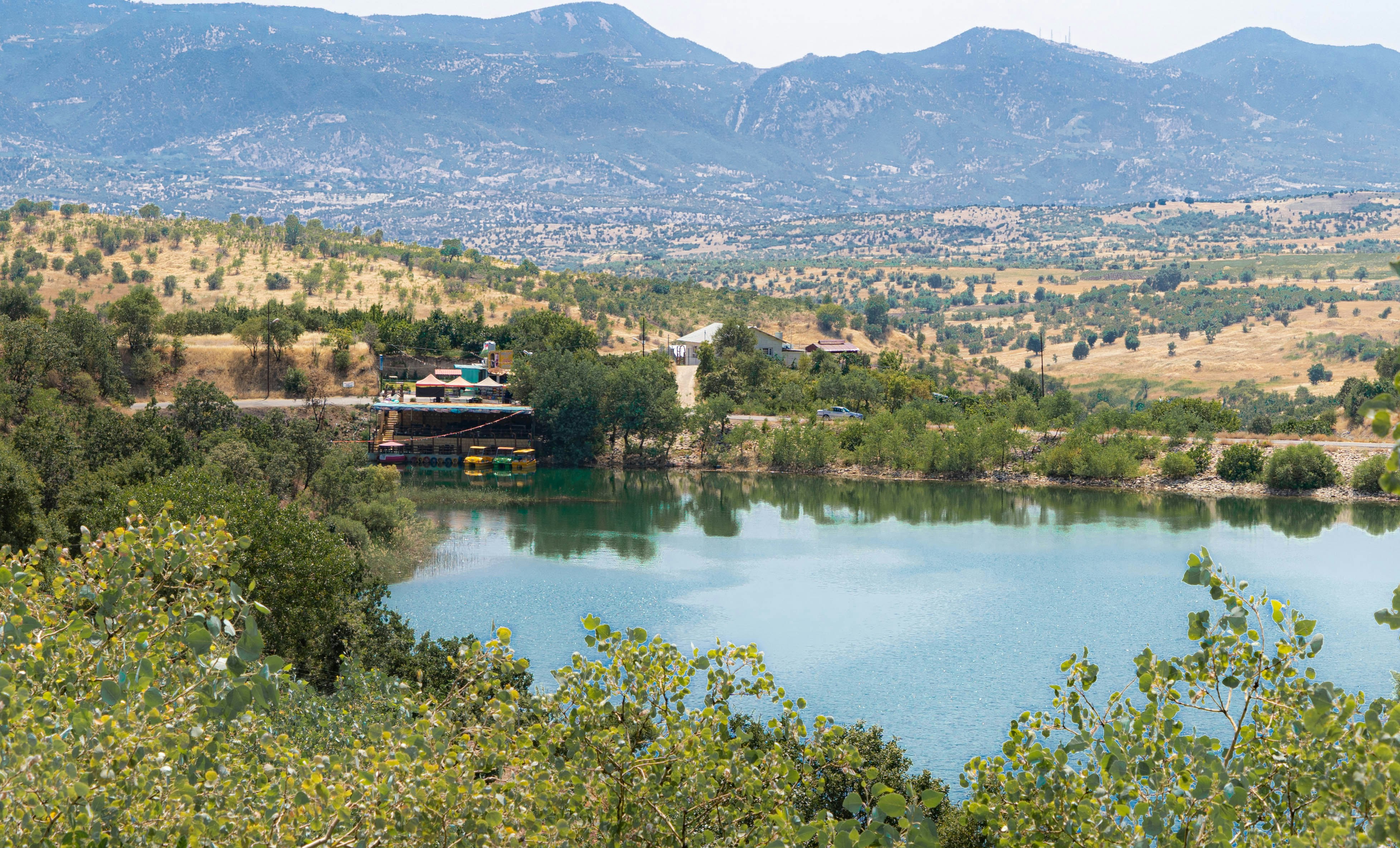 a large body of water surrounded by mountains