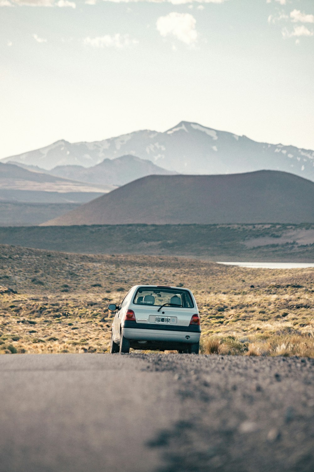 a car is parked on the side of the road