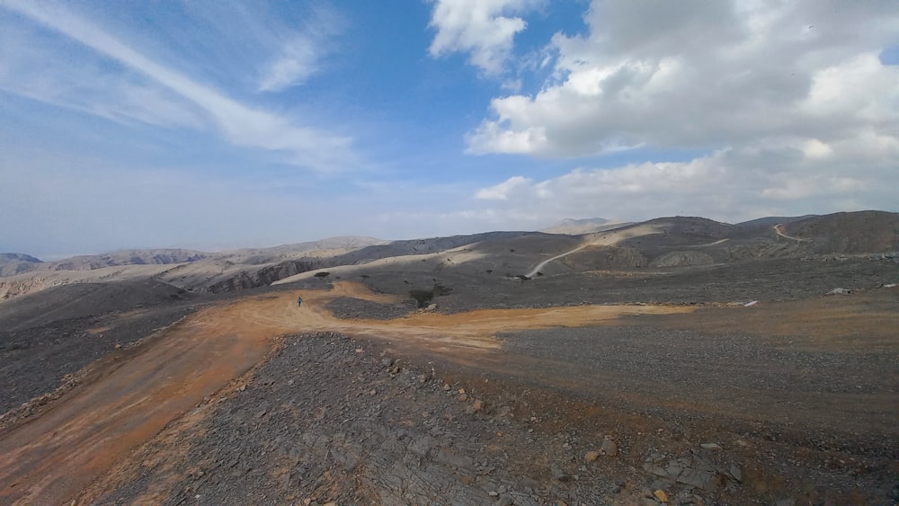 a dirt road in the middle of a desert