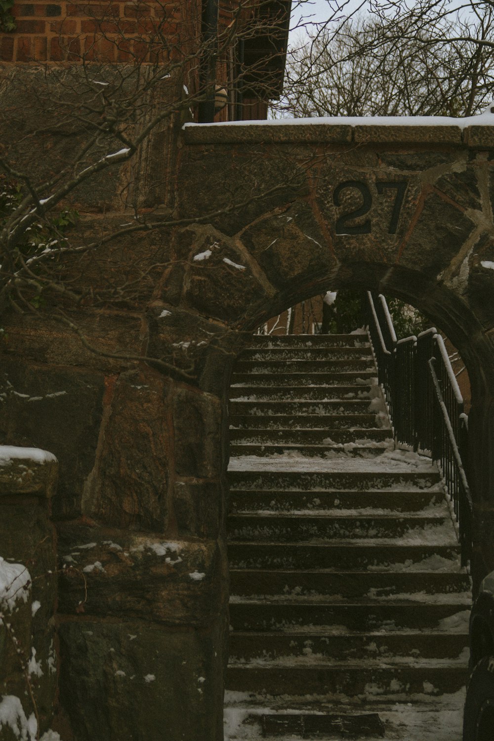 a set of stairs leading up to a building