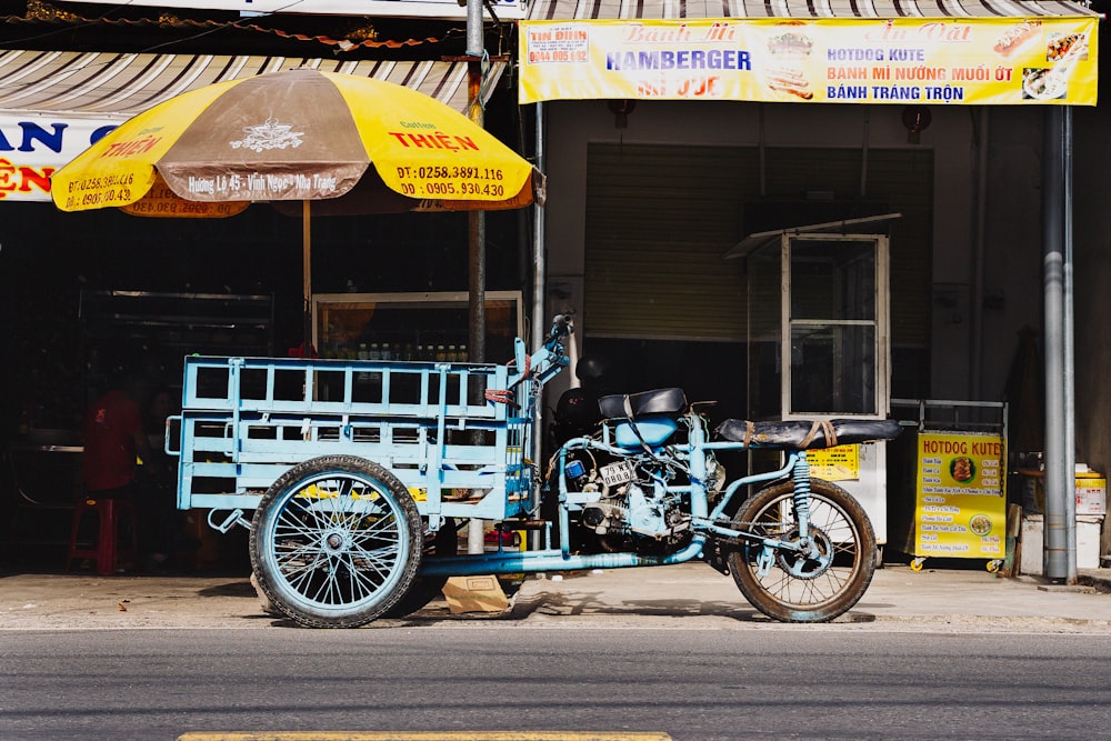 a motorcycle parked on the side of the road