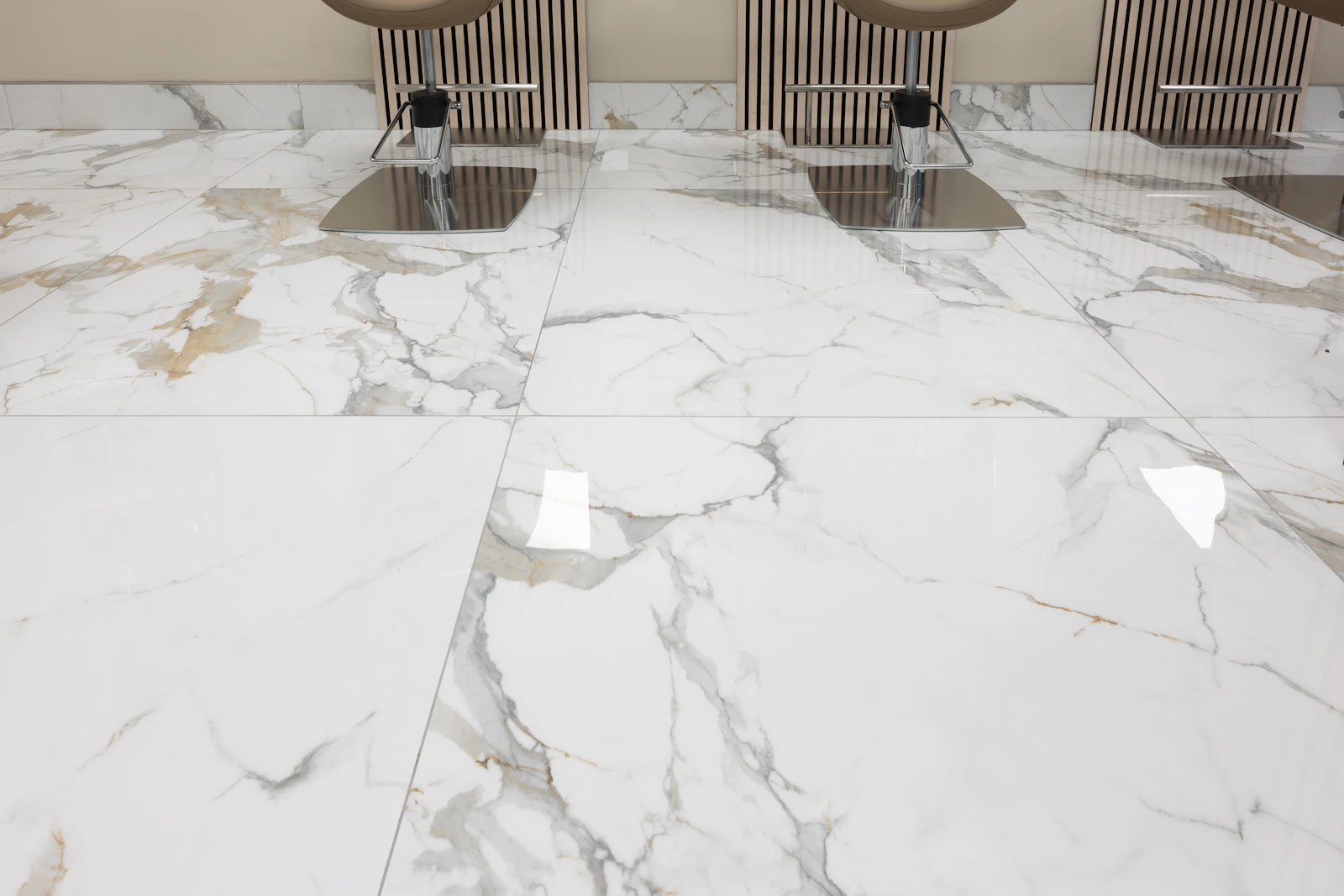 Marble interior with polished stone floor