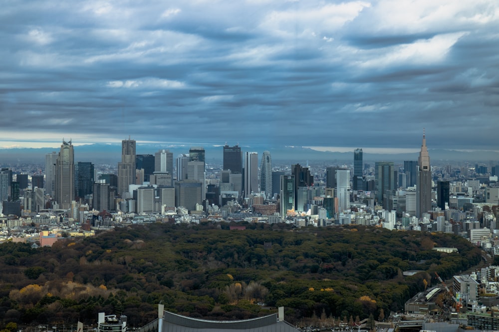 a view of a city from a hill