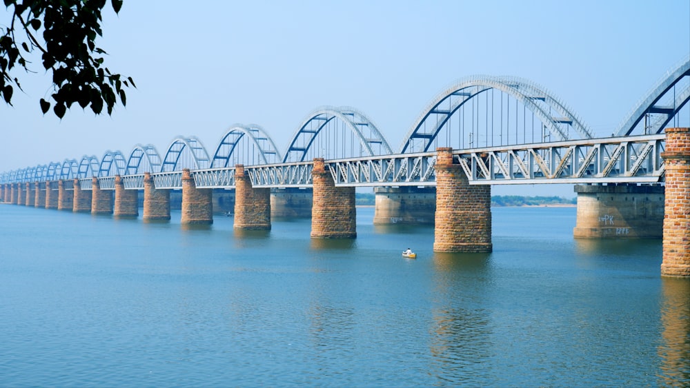 a long bridge over a large body of water