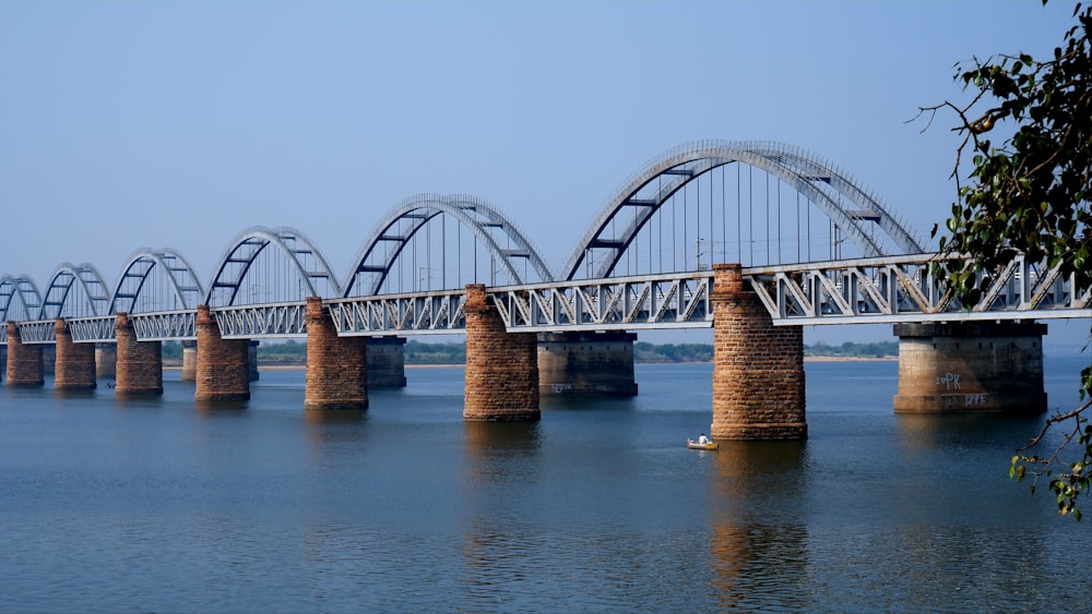 a bridge over a large body of water