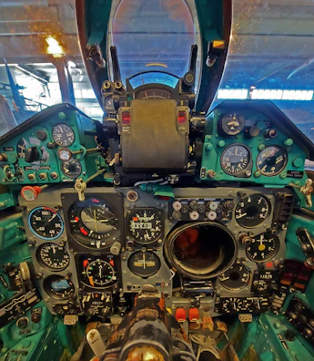 a view of the cockpit of an airplane