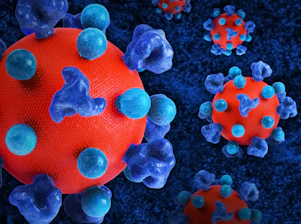 a close up of a red and blue substance