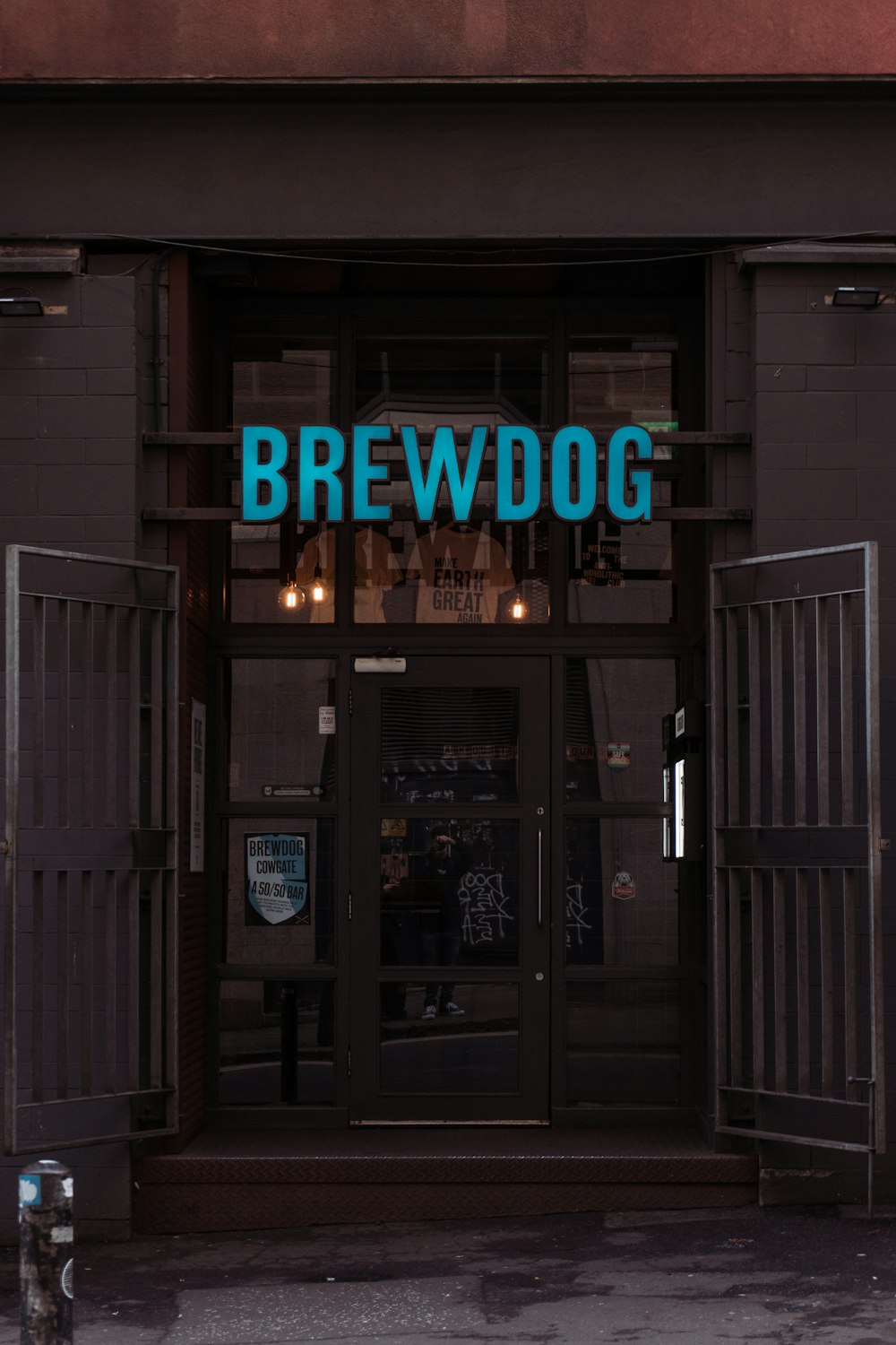 a building with a sign that says brewdog on it