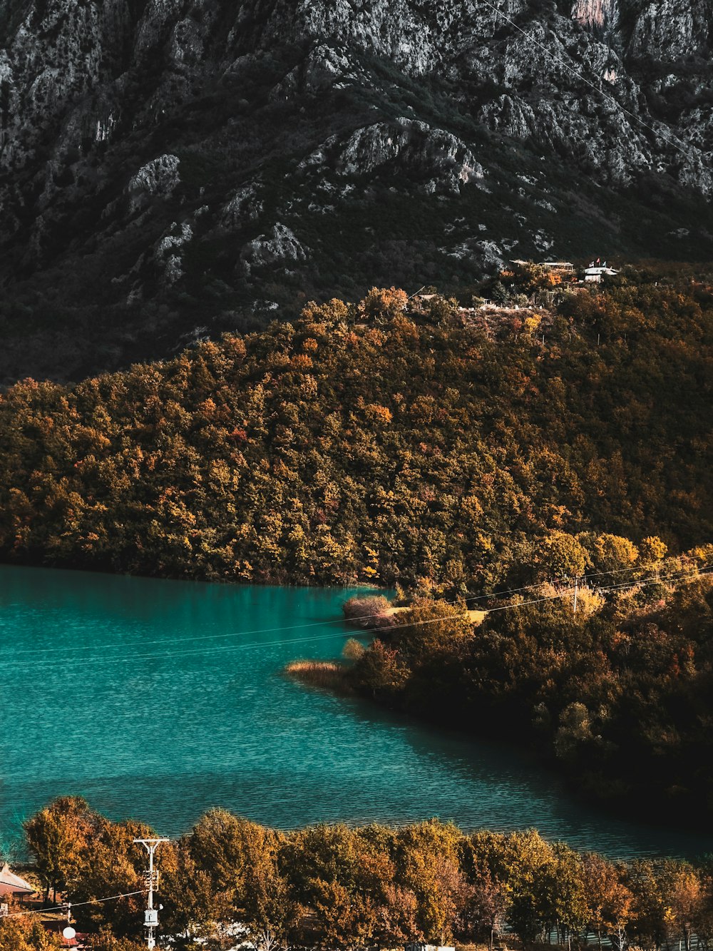 a large body of water surrounded by mountains