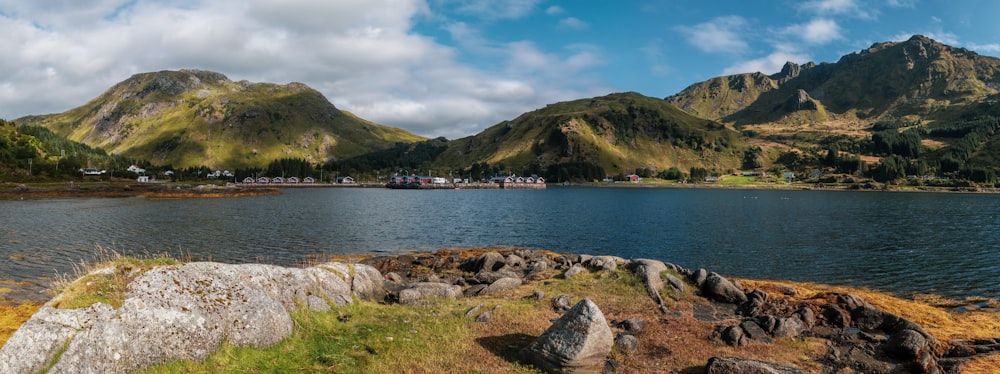 a large body of water surrounded by mountains