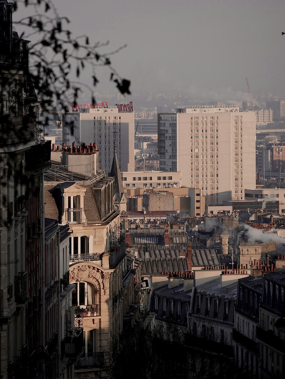 a view of a city from a tall building