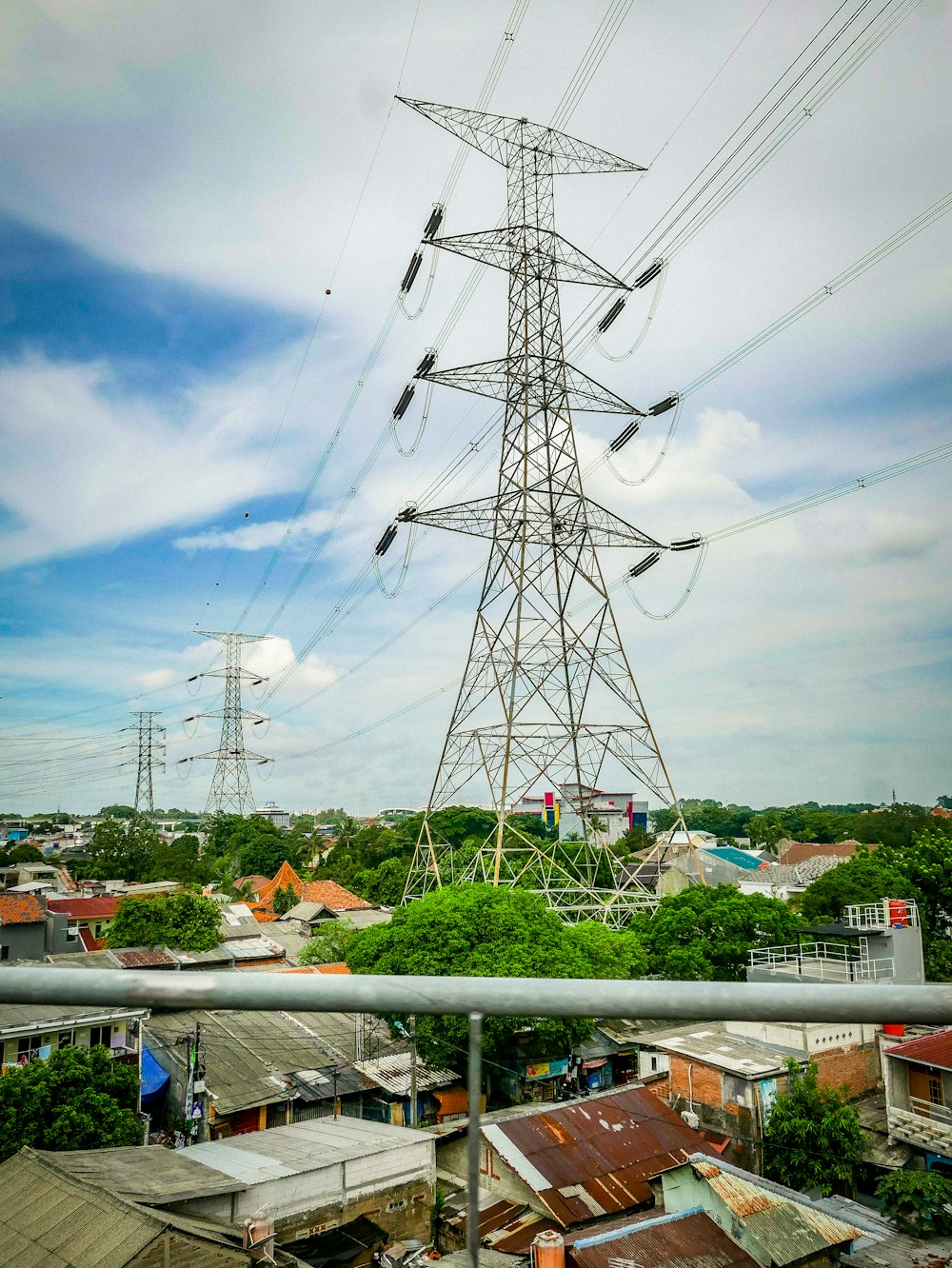 a high voltage power line in a city