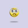 a yellow smiley face with two eyes and a dollar sign on it
