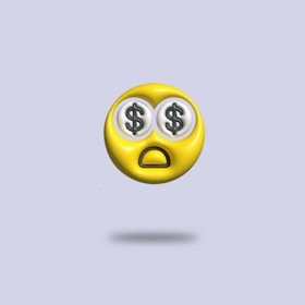 a yellow smiley face with two eyes and a dollar sign on it