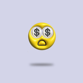 a yellow smiley face with two eyes and a dollar sign on it