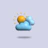 a yellow ball sitting on top of a blue cloud