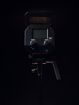 a close up of a camera on a tripod