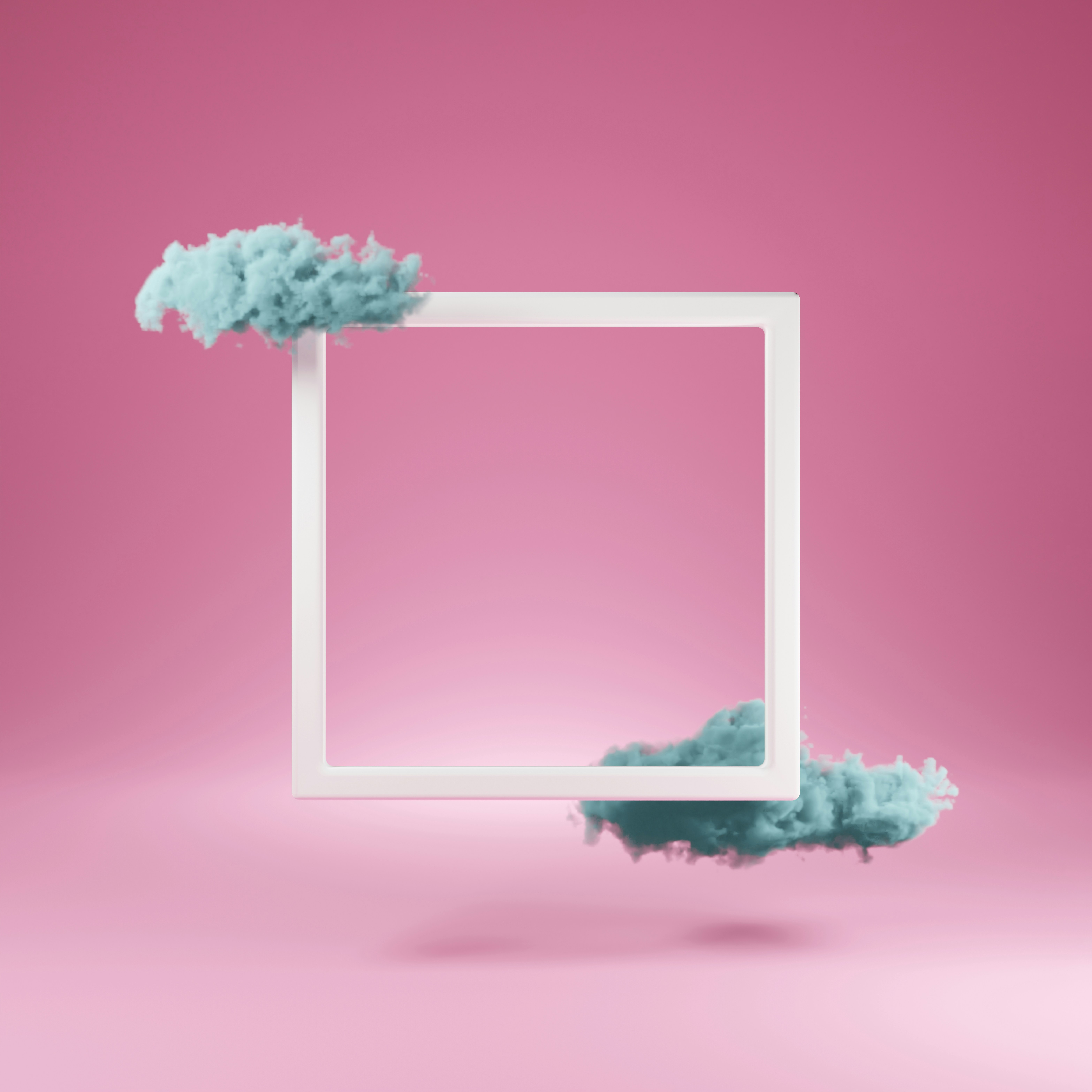 un marco cuadrado con una nube de humo azul que sale de él