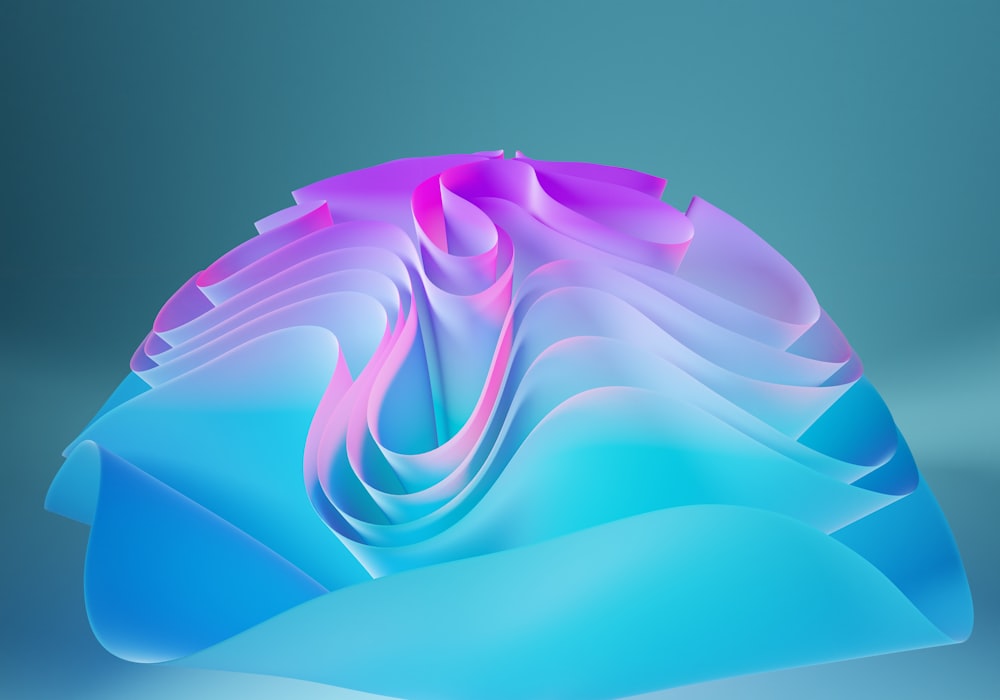 a blue and pink abstract object on a blue background
