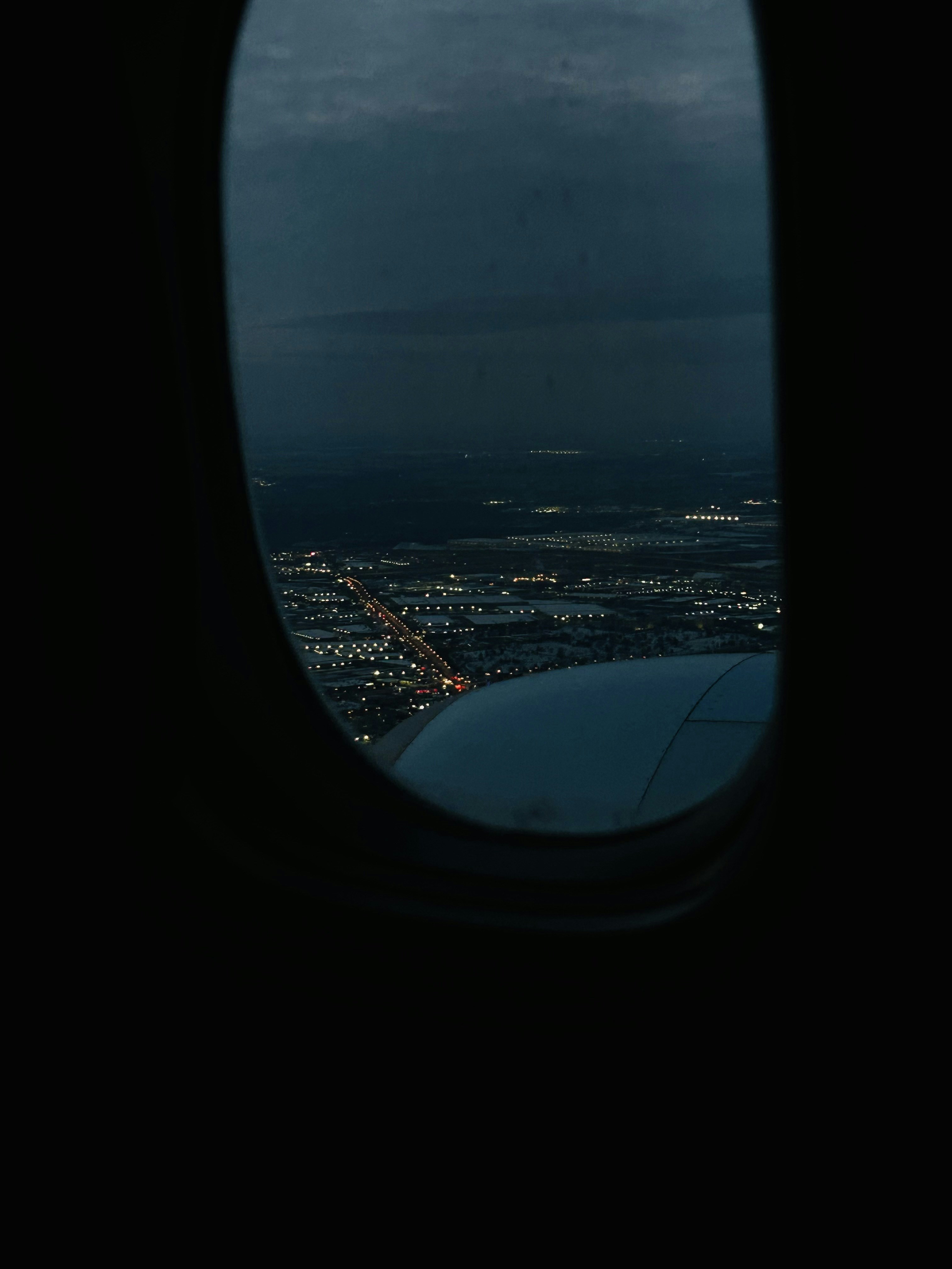 a view of a city from an airplane window