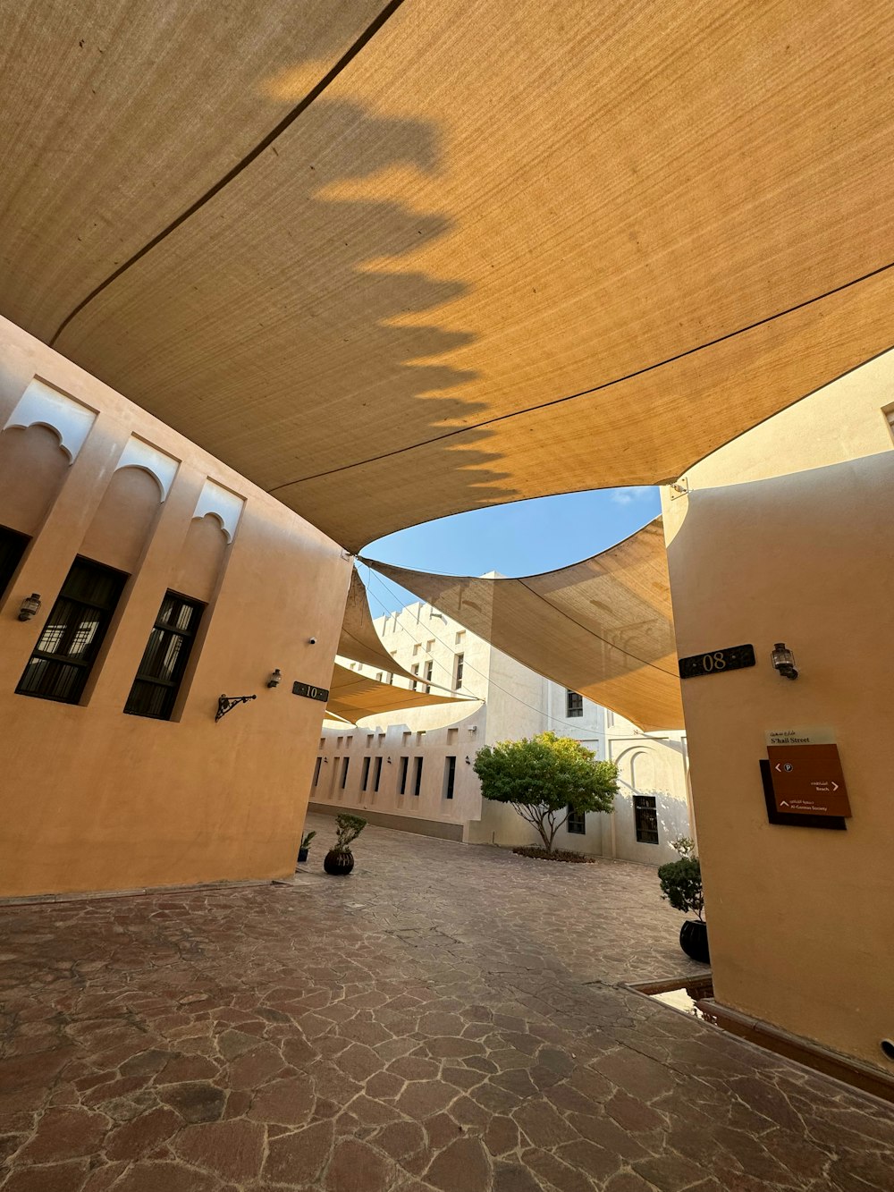 a building with a large shade covering it