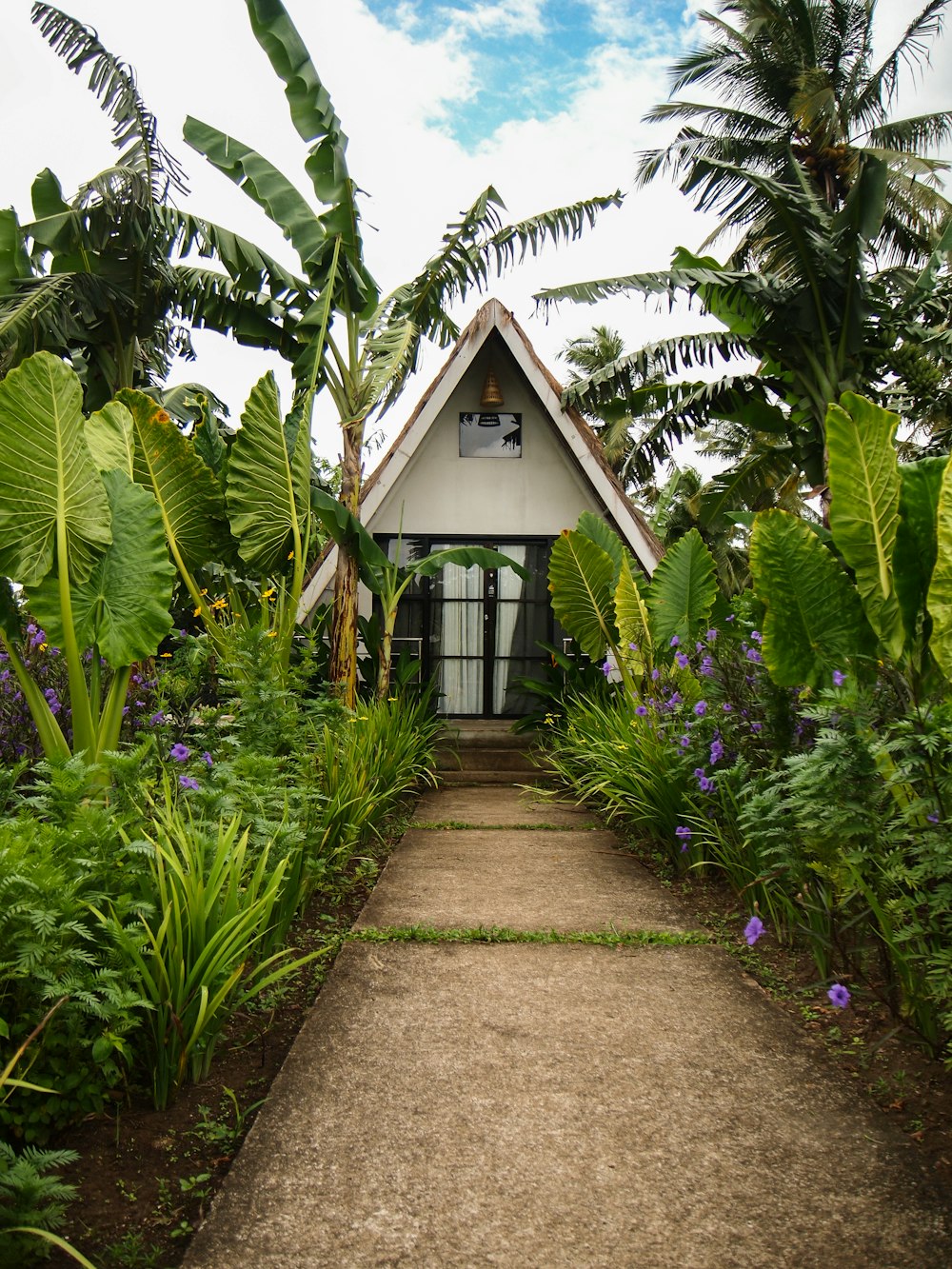 Ein Haus inmitten eines tropischen Gartens