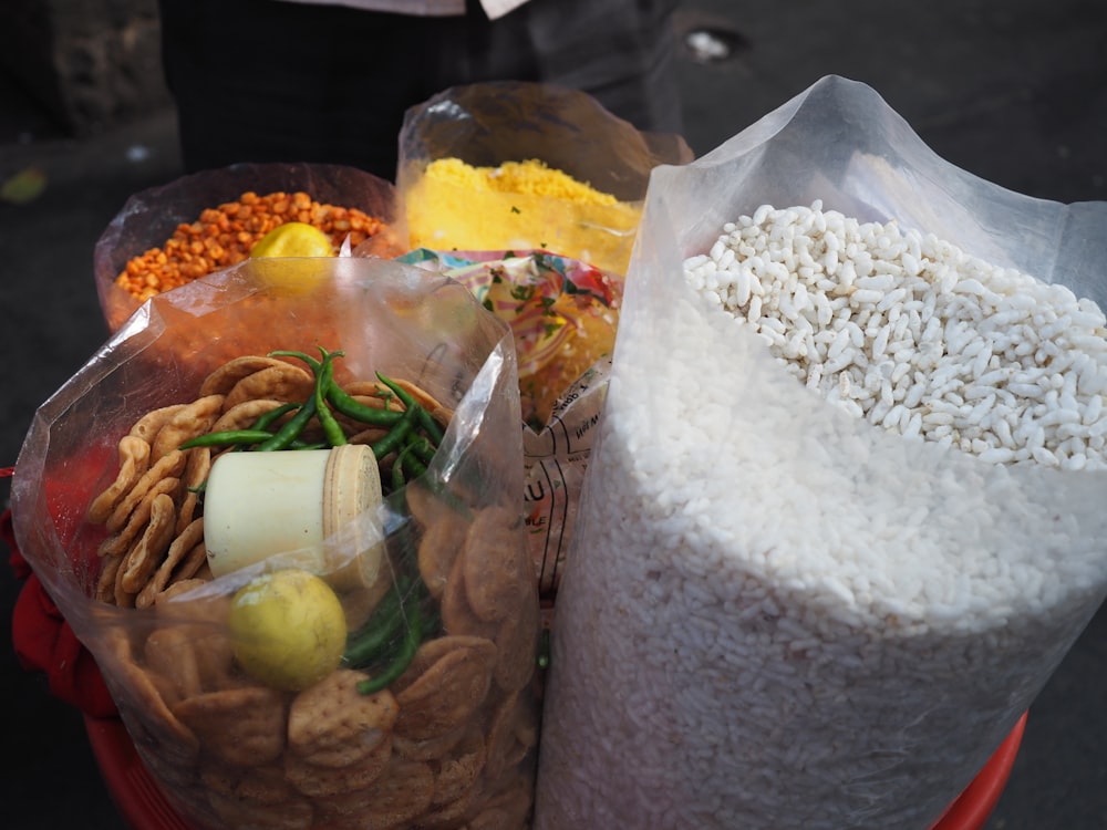 a basket filled with lots of different types of food