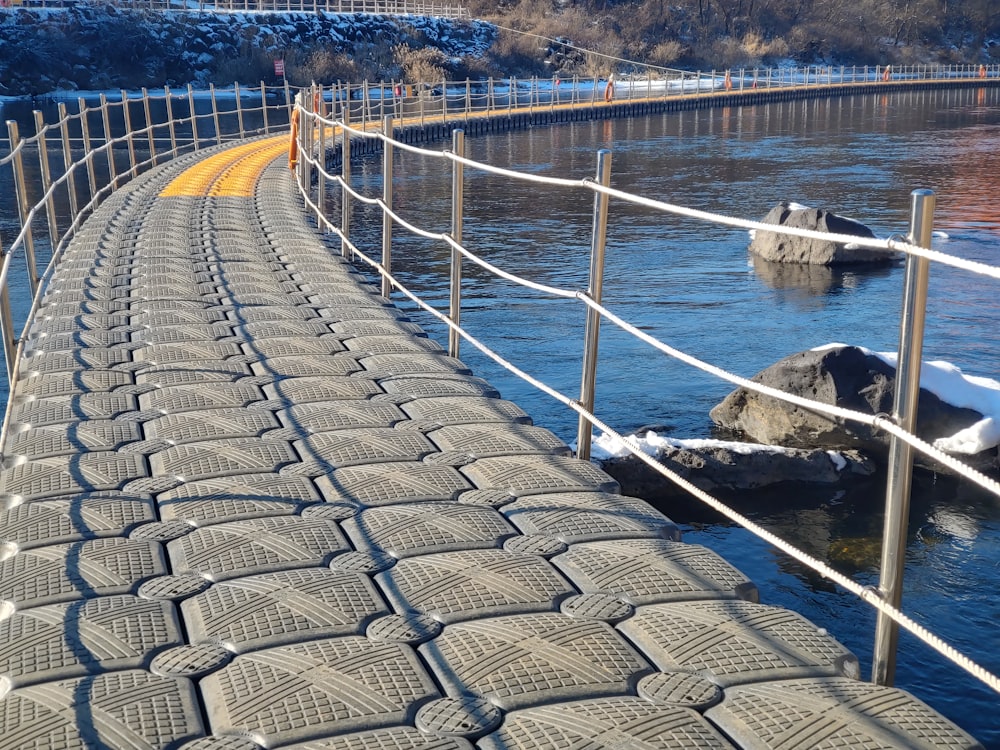 a bridge that has a bunch of tires on it