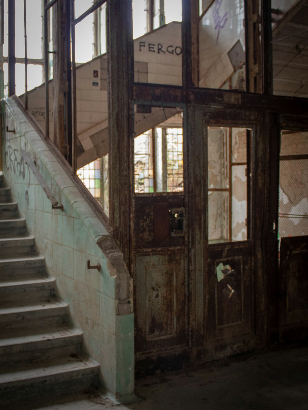 a set of stairs leading up to a building