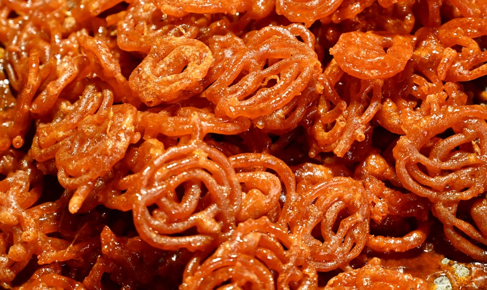 a close up view of a pile of pretzels