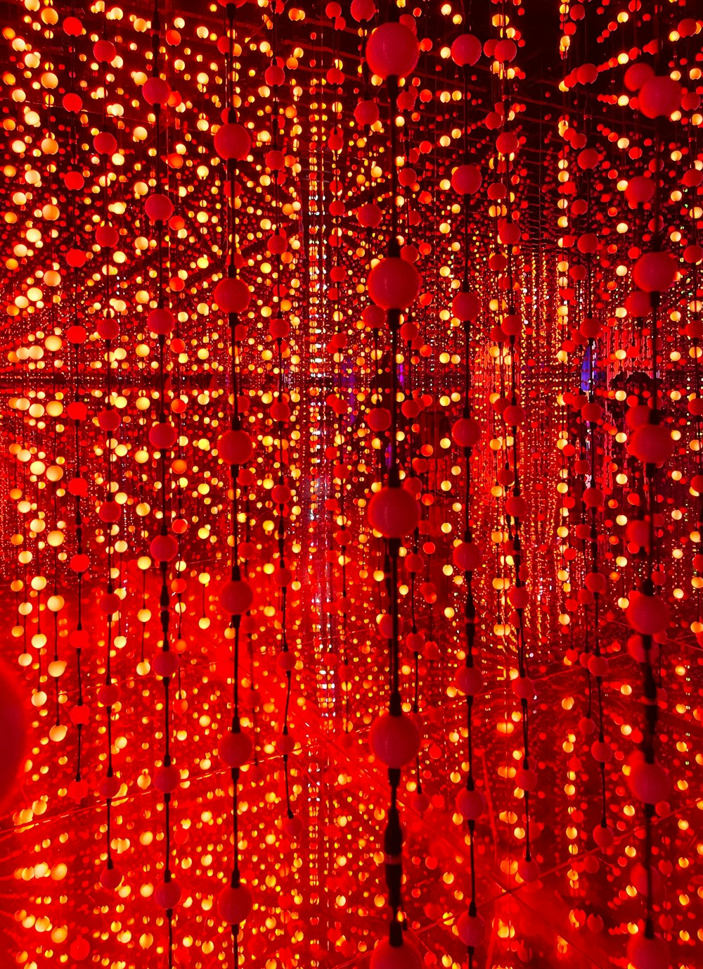 a room filled with lots of red lights