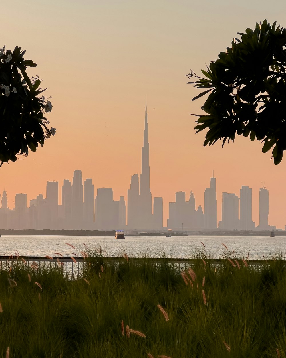 a view of a city skyline from across the water