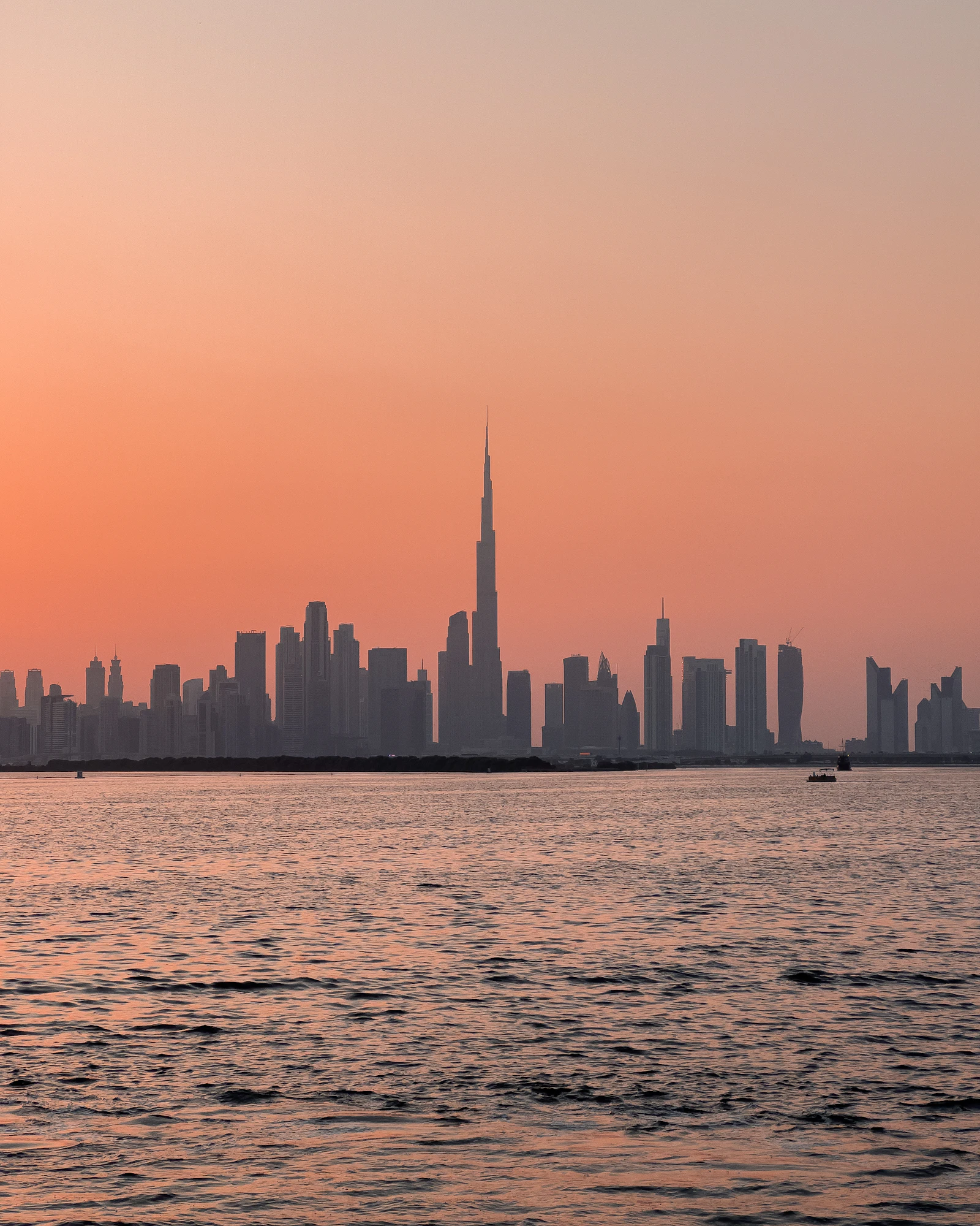 City towers rising beyond a wide stretch of water