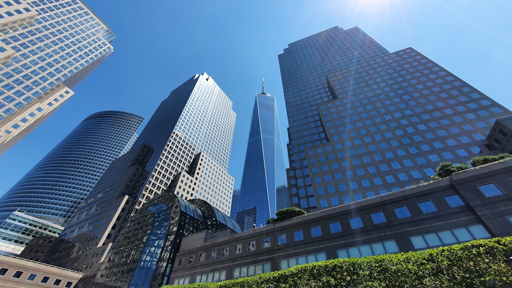 a group of tall buildings sitting next to each other