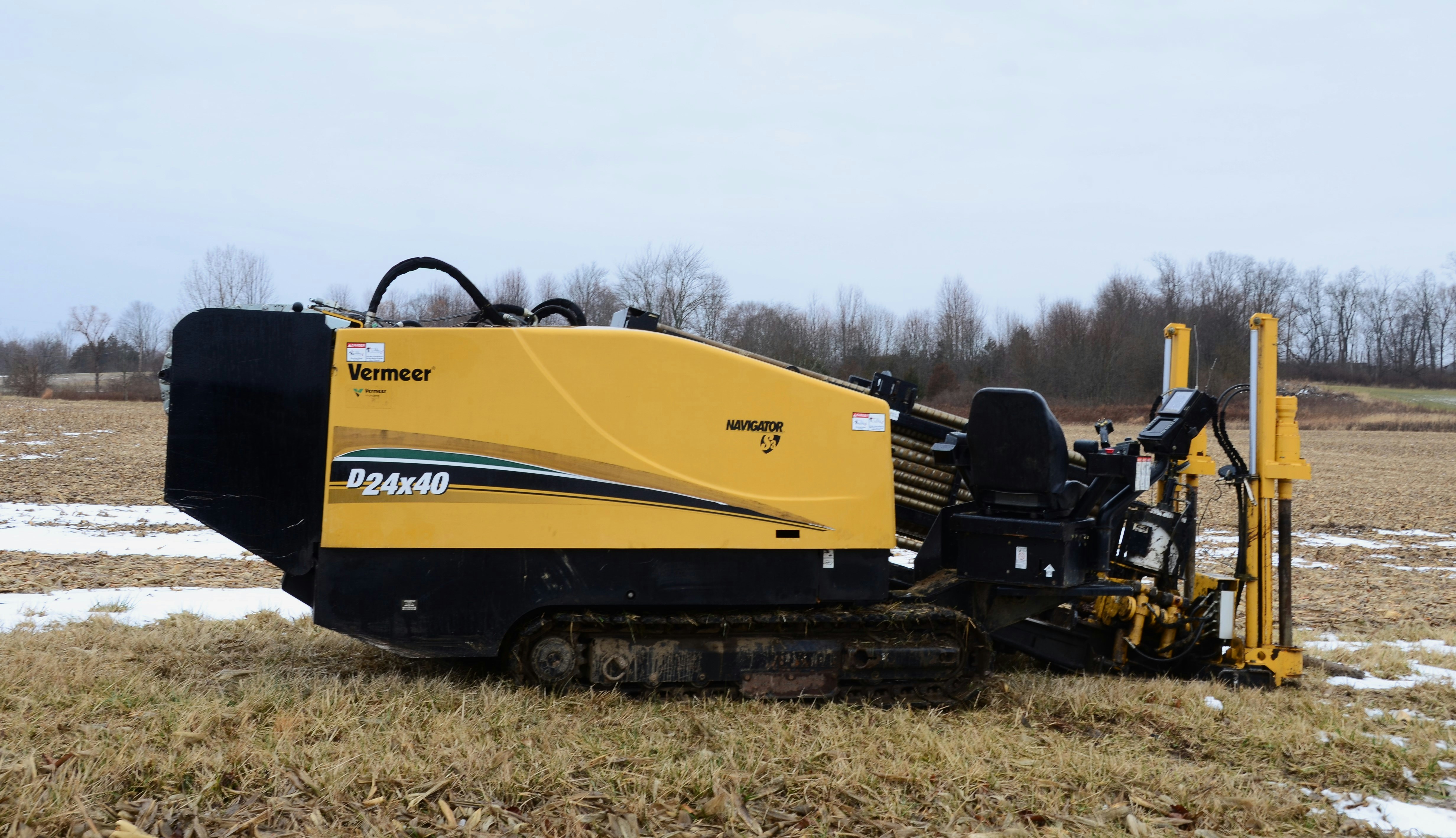 Directional boring equipment staged on a Texas jobsite before HDD operations