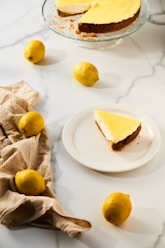 a plate with a slice of lemon cake on it