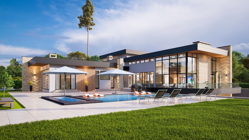 Modern luxury home exterior at dusk similar to new construction selling above $1 million in Summerlin and Henderson