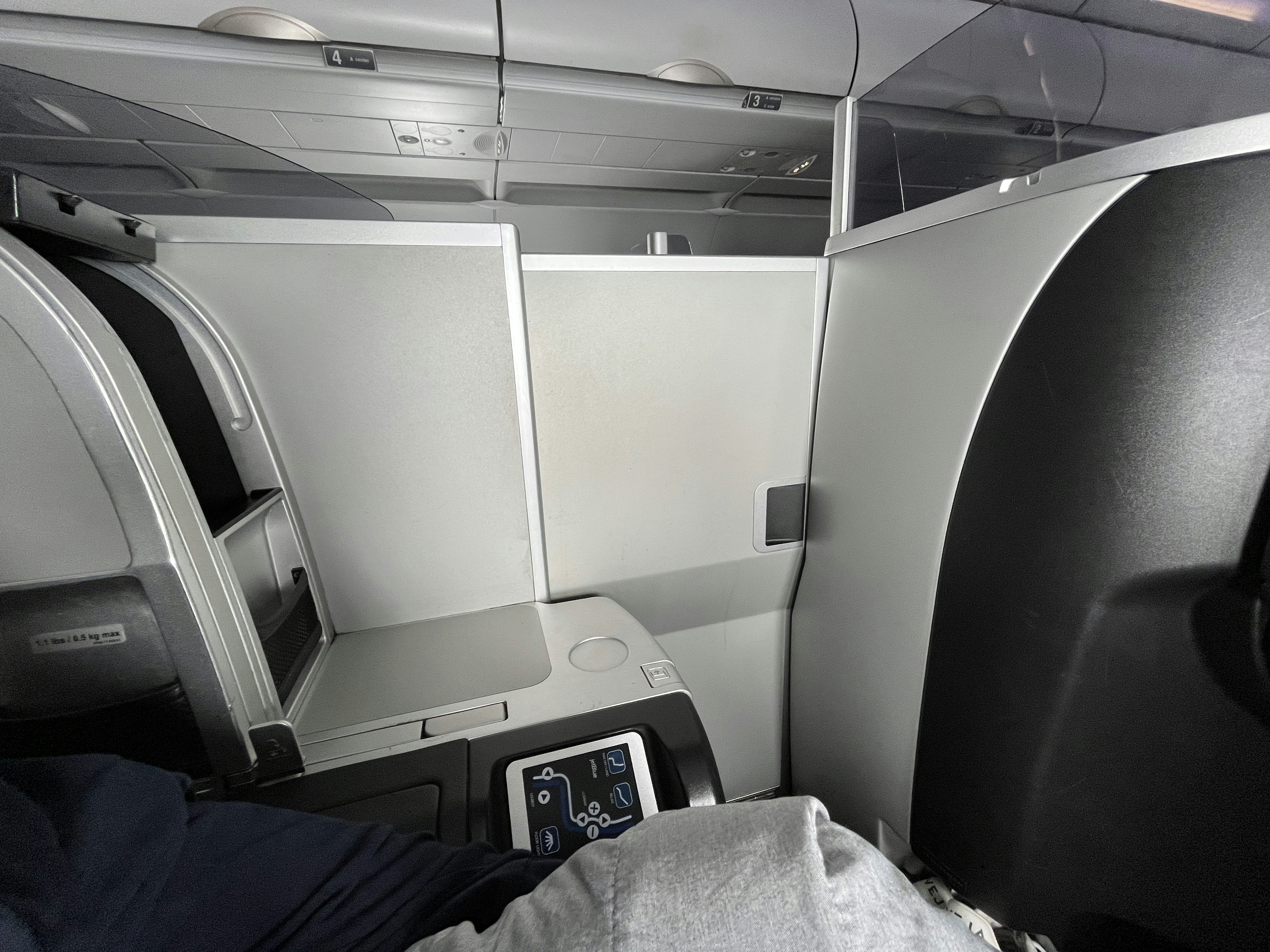 a view of the inside of an airplane, 