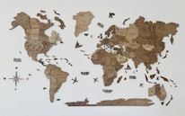 a map of the world made out of wood