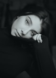 a black and white photo of a woman