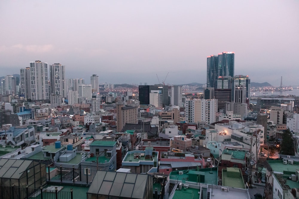 a view of a city with lots of tall buildings