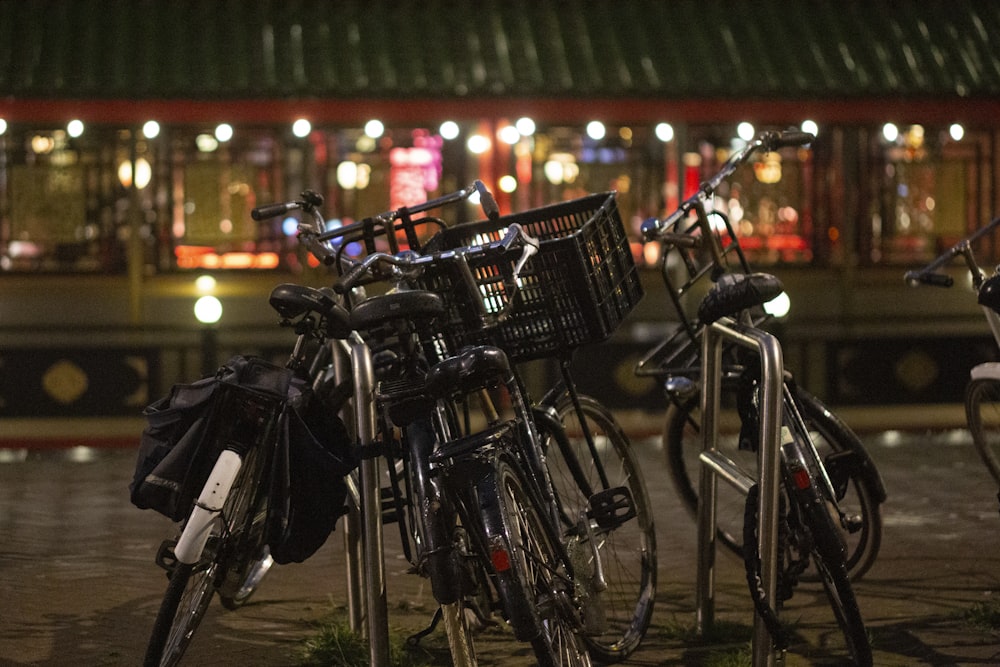 a group of bikes parked next to each other