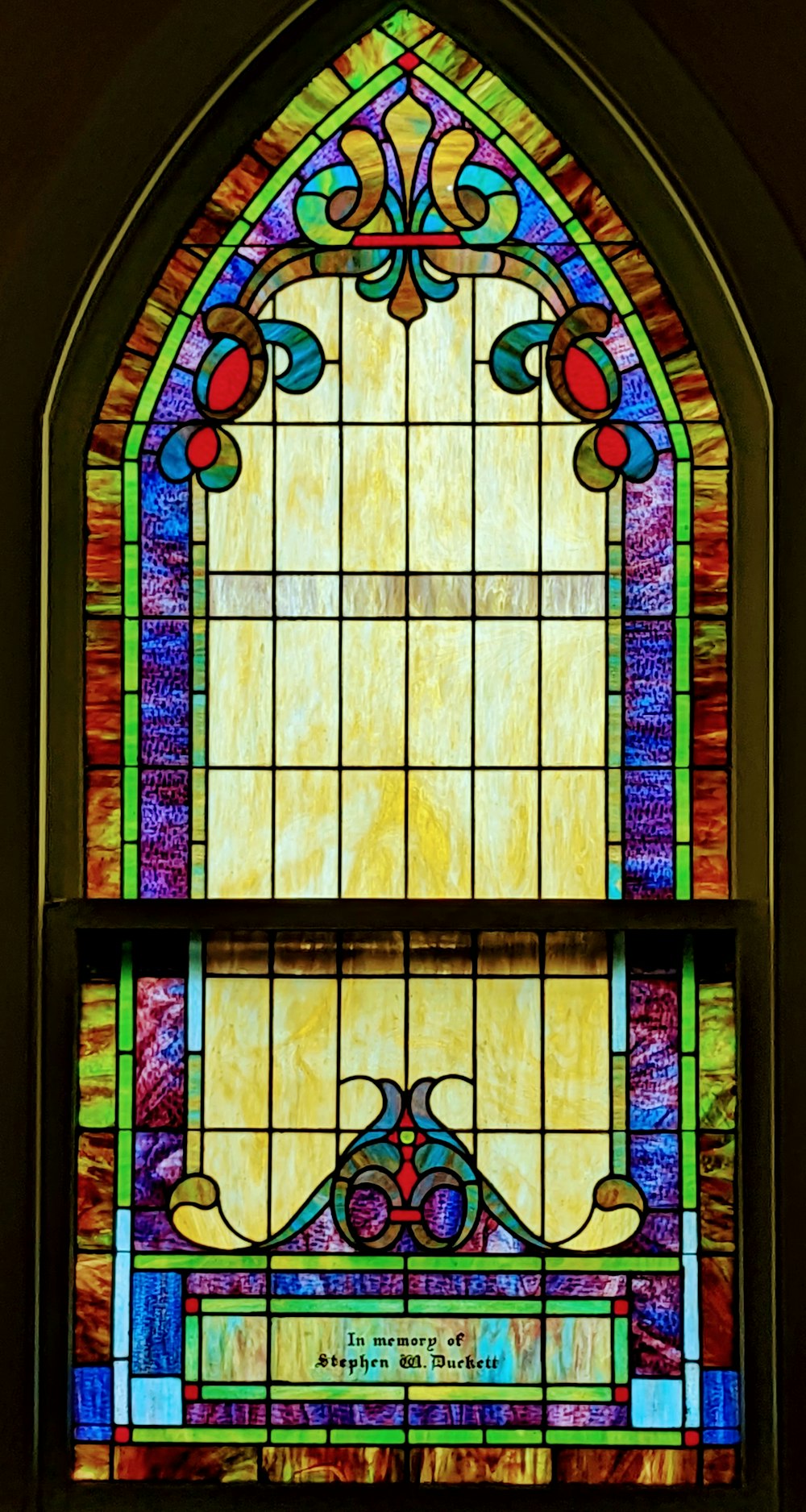 a stained glass window in a church