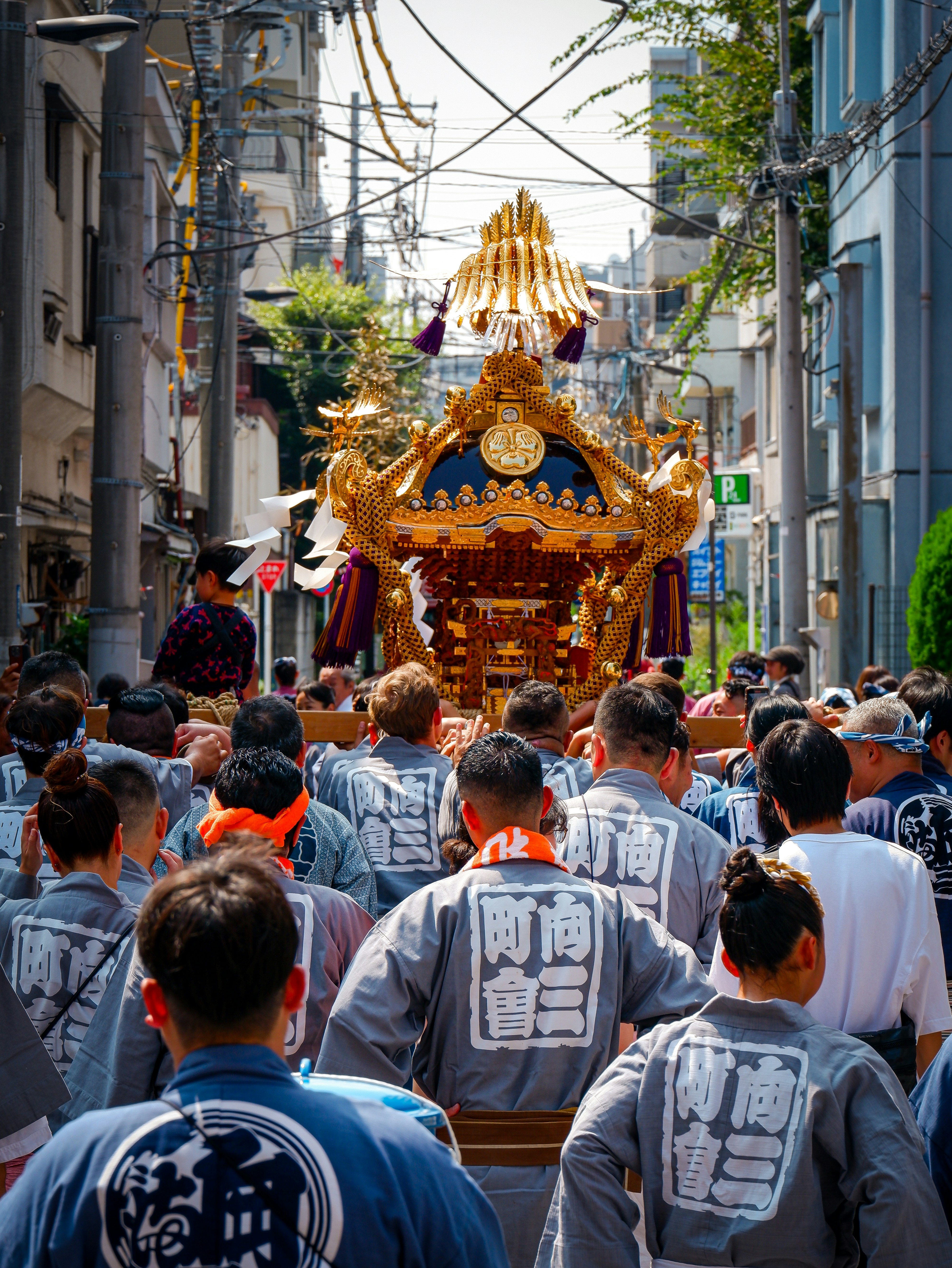 Mikoshi carried during a traditional matsuri