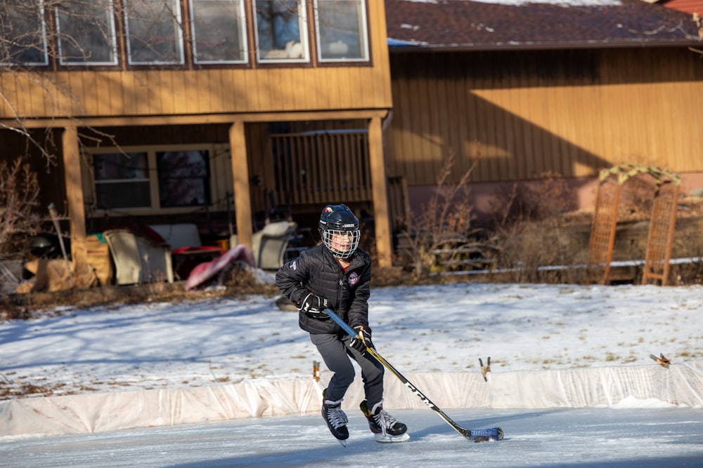 a person on some skis in the snow