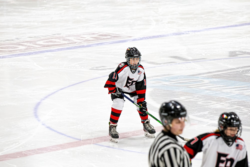 a hockey player on the ice during a game