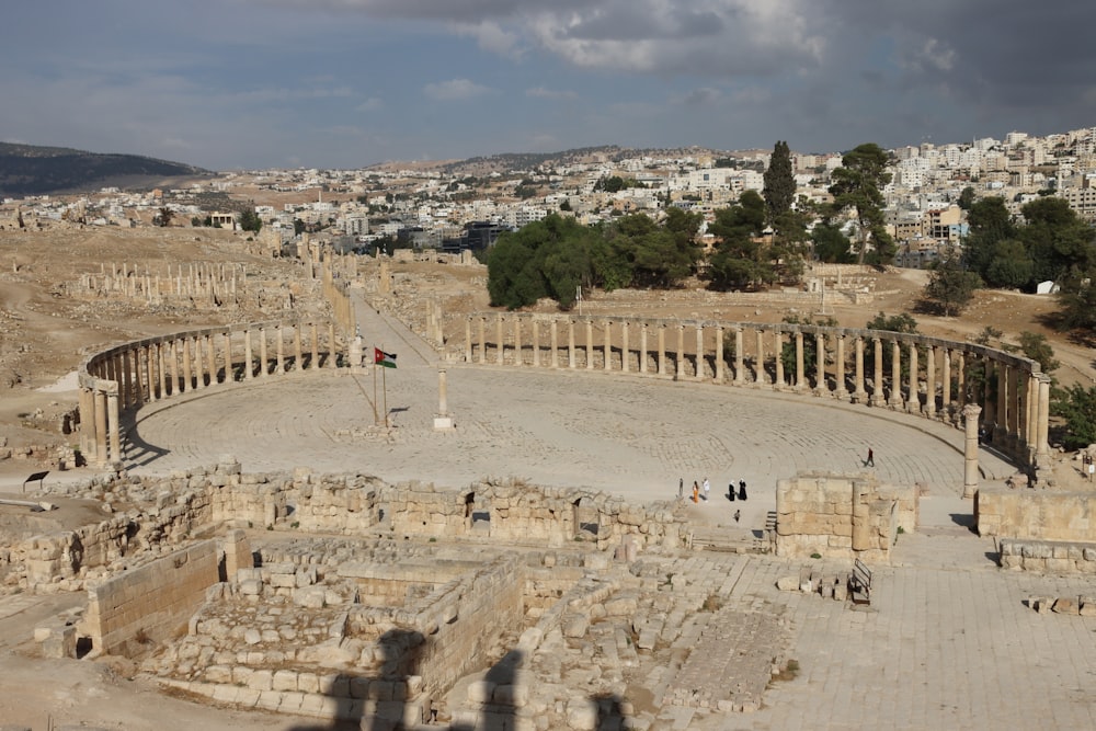 an aerial view of the ancient city of jeras