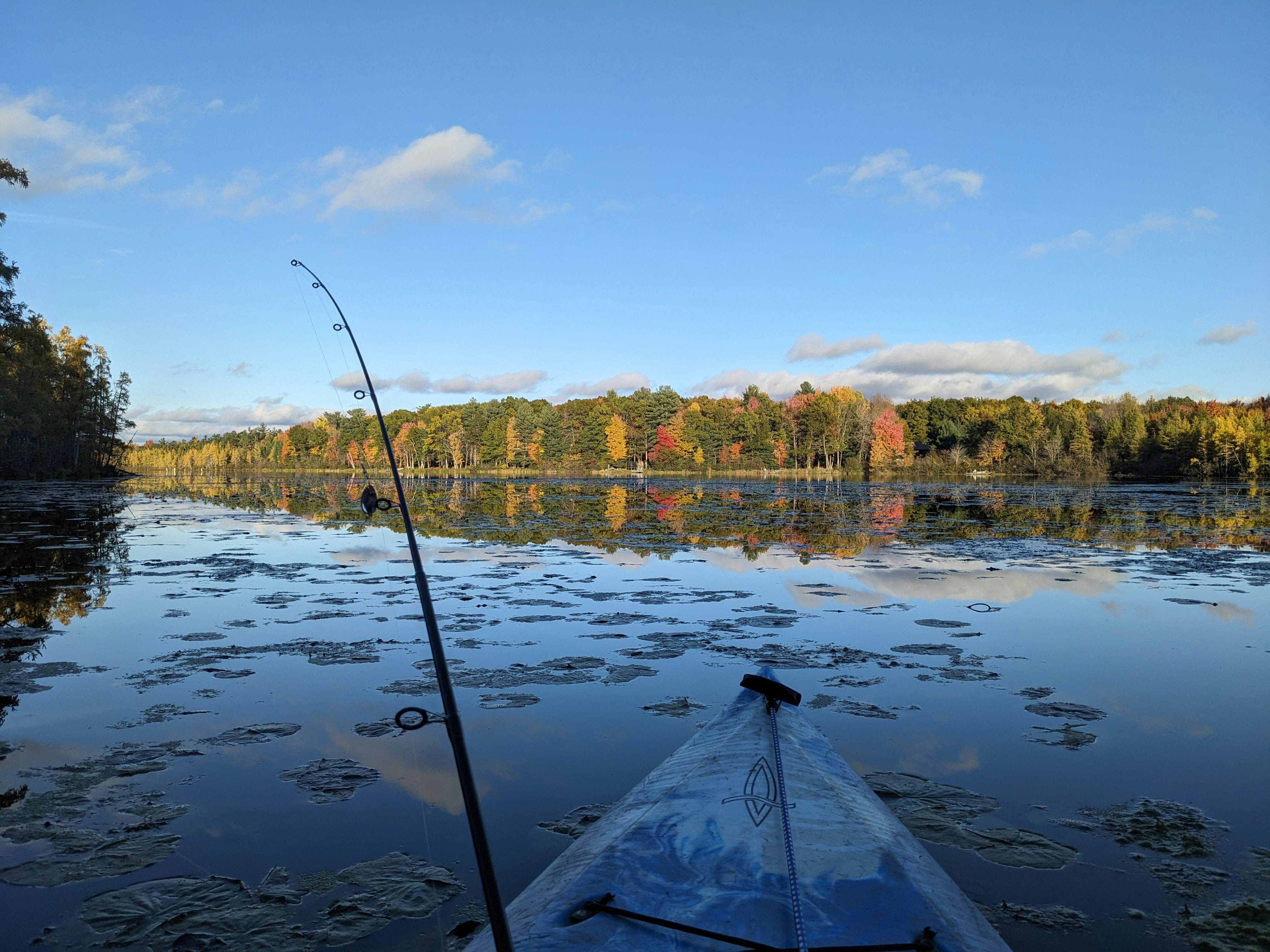 View from boat with fishing rod
