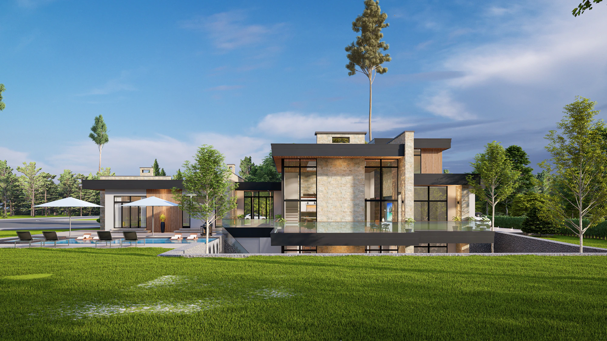 South facade and garden (visualisation)